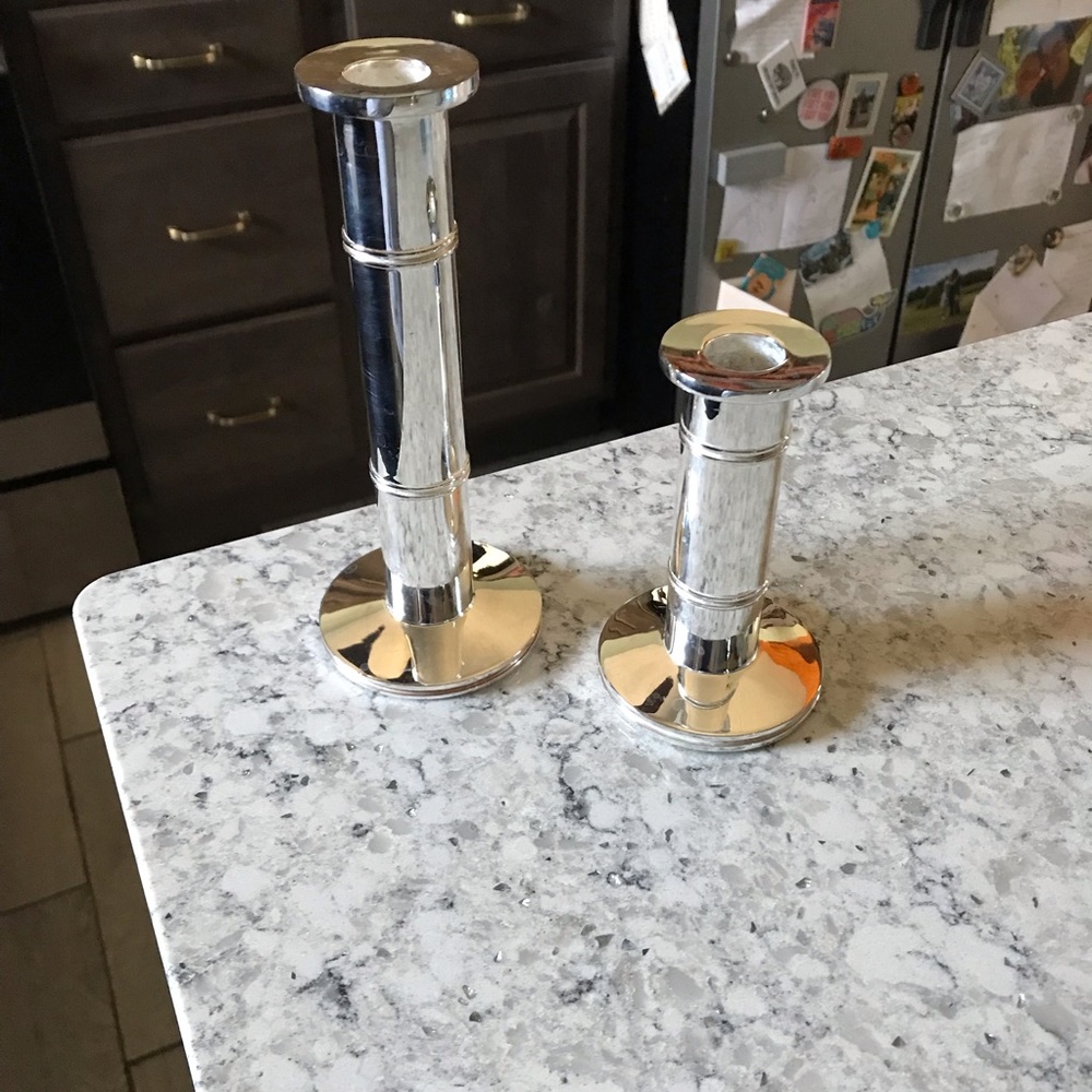 Kate spade Lenox pompano point silver plated set of 2 candle stick holders